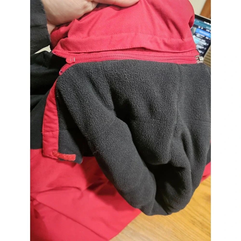 Nike Jacket Youth Large 14-16 Red Black Reversible Fleece Puffer Hooded